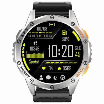 Smartwatch Męski Gravity GT24-4 na pasku gumowym w kolorze Srebrny/Pomarańczowy o szerokości 22mm