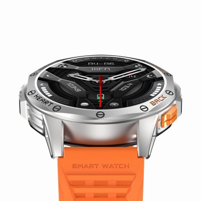Smartwatch Męski Gravity GT24-4 na pasku gumowym w kolorze Srebrny/Pomarańczowy o szerokości 22mm