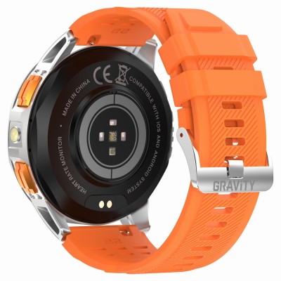 Smartwatch Męski Gravity GT24-4 na pasku gumowym w kolorze Srebrny/Pomarańczowy o szerokości 22mm