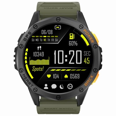 Smartwatch Męski Gravity GT24-5 na pasku gumowym w kolorze Czarny/Khaki o szerokości 22mm