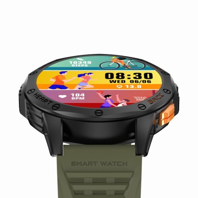 Smartwatch Męski Gravity GT24-5 na pasku gumowym w kolorze Czarny/Khaki o szerokości 22mm