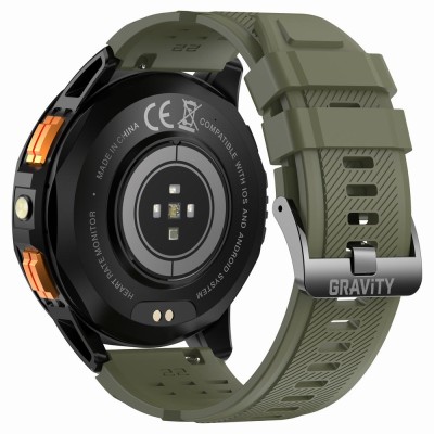 Smartwatch Męski Gravity GT24-5 na pasku gumowym w kolorze Czarny/Khaki o szerokości 22mm