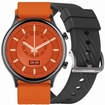 Smartwatch Męski Gravity GT19-2 na pasku gumowym w kolorze Czarny/Pomarańczowy o szerokości 22mm