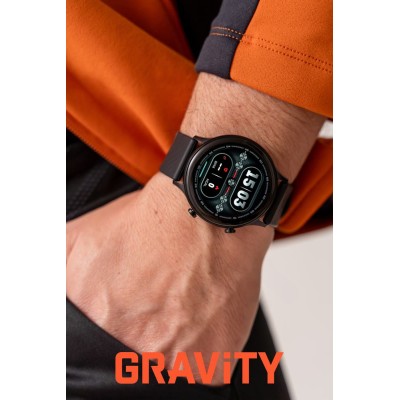 Smartwatch Męski Gravity GT19-2 na pasku gumowym w kolorze Czarny/Pomarańczowy o szerokości 22mm