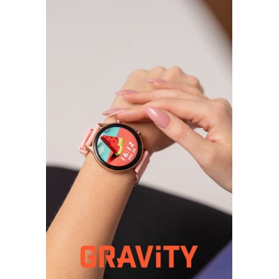 Smartwatch Damski Gravity GT19-5 na pasku gumowym w kolorze Różowy/Różowy o szerokości 22mm