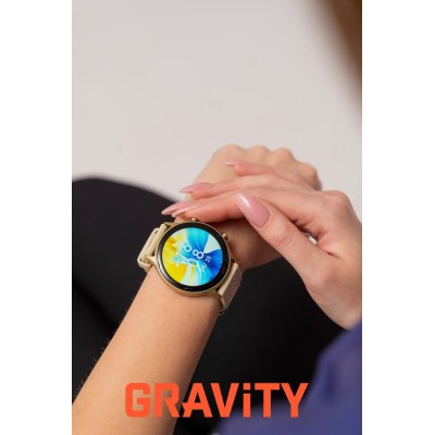 Smartwatch Damski Gravity GT19-9 na pasku gumowym w kolorze Stare Złoto/Biały o szerokości 22mm