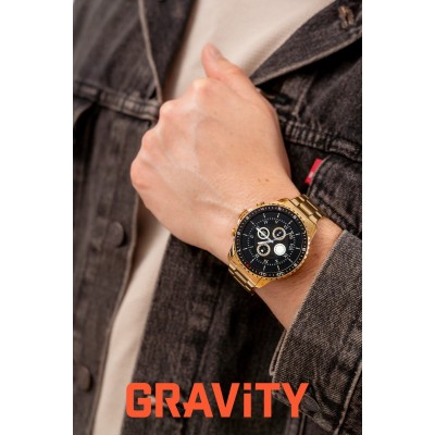 Smartwatch Męski Gravity GT16-1 na bransolecie stalowej w kolorze Złoty/Złoty o szerokości 22mm