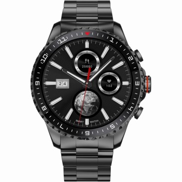 Smartwatch Męski Gravity GT16-2 na bransolecie stalowej w kolorze Czarny/Czarny o szerokości 22mm