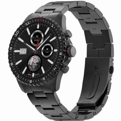Smartwatch Męski Gravity GT16-2 na bransolecie stalowej w kolorze Czarny/Czarny o szerokości 22mm