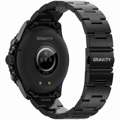 Smartwatch Męski Gravity GT16-2 na bransolecie stalowej w kolorze Czarny/Czarny o szerokości 22mm
