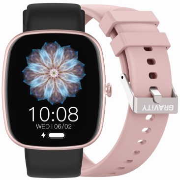 Smartwatch Damski Gravity GT18-1 na pasku gumowym w kolorze Różowy/Różowy o szerokości 22mm
