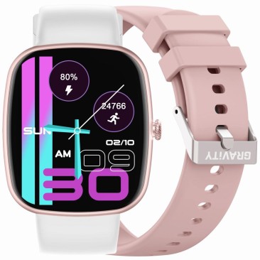 Smartwatch Damski Gravity GT18-2 na pasku gumowym w kolorze Różowy/Biały o szerokości 22mm