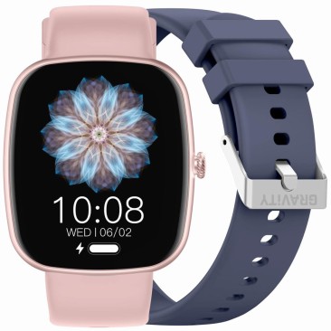 Smartwatch Damski Gravity GT18-3 na pasku gumowym w kolorze Różowy/Granatowy o szerokości 22mm