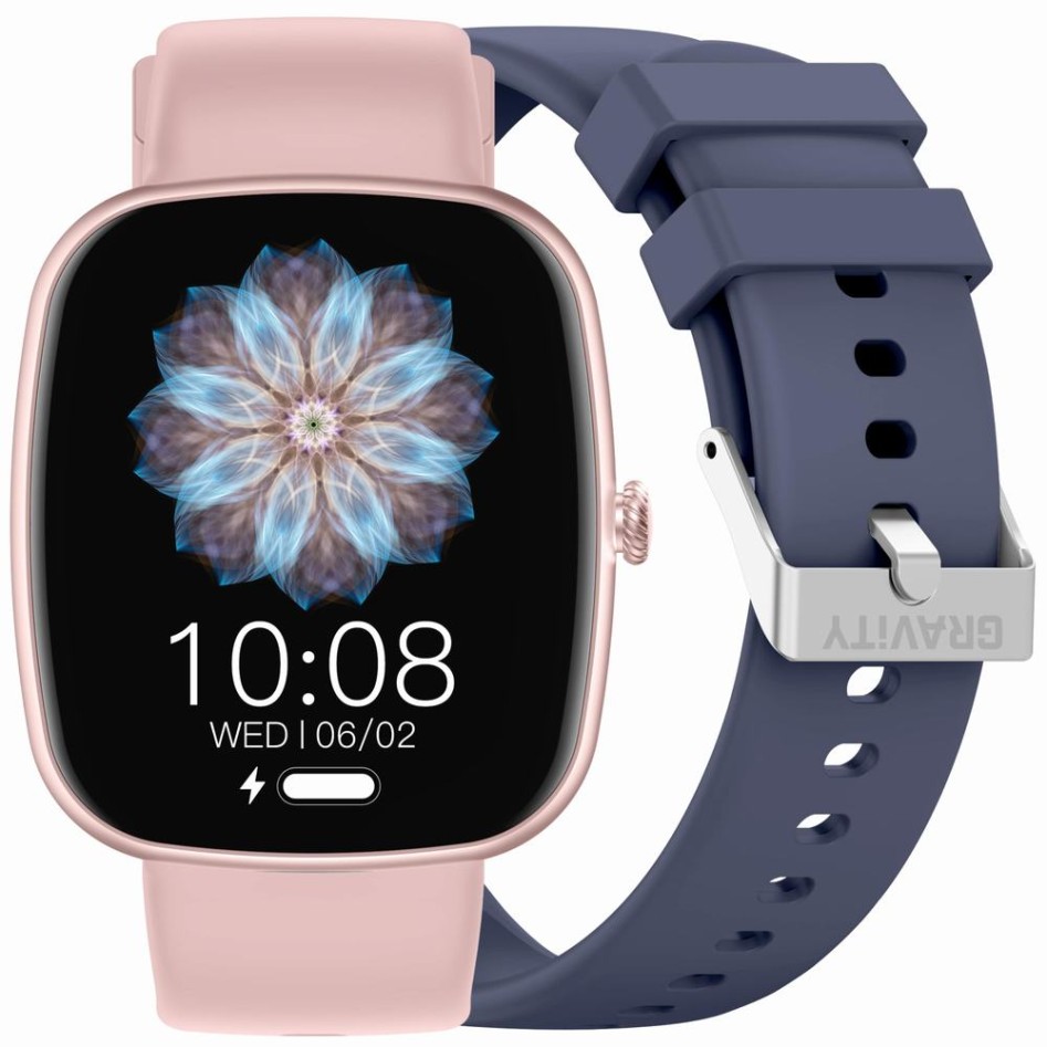 Smartwatch Damski Gravity GT18-3 na pasku gumowym w kolorze Różowy/Granatowy o szerokości 22mm