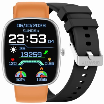 Smartwatch Męski Gravity GT18-4 na pasku gumowym w kolorze Srebrny/Czarny o szerokości 22mm