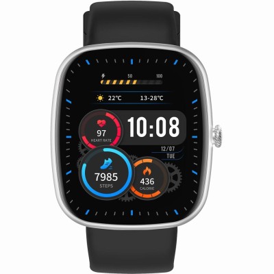Smartwatch Męski Gravity GT18-4 na pasku gumowym w kolorze Srebrny/Czarny o szerokości 22mm