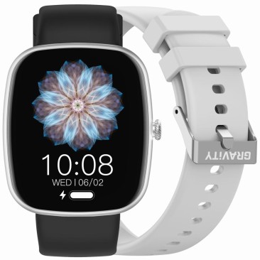 Smartwatch Damski Gravity GT18-5 na pasku gumowym w kolorze Srebrny/Szary o szerokości 22mm