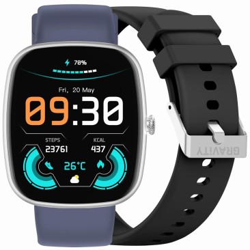 Smartwatch Męski Gravity GT18-6 na pasku gumowym w kolorze Srebrny/Granatowy o szerokości 22mm
