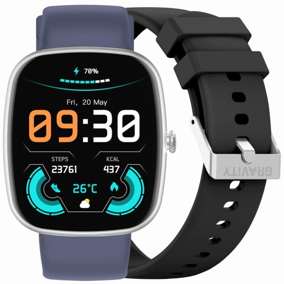 Smartwatch Męski Gravity GT18-6 na pasku gumowym w kolorze Srebrny/Granatowy o szerokości 22mm Smartwatch Męski Gravity GT18-6 na pasku gumowym w kolorze Srebrny/Granatowy o szerokości 22mm