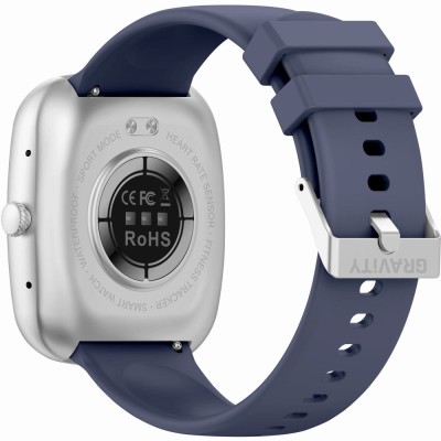 Smartwatch Męski Gravity GT18-6 na pasku gumowym w kolorze Srebrny/Granatowy o szerokości 22mm