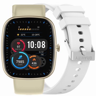 Smartwatch Damski Gravity GT18-8 na pasku gumowym w kolorze Złoty/Złoty o szerokości 22mm