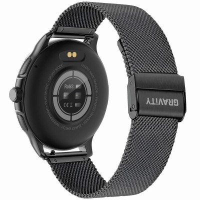 Smartwatch Damski Gravity GT12-1 na bransolecie mesh w kolorze Czarny/Czarny o szerokości 22mm