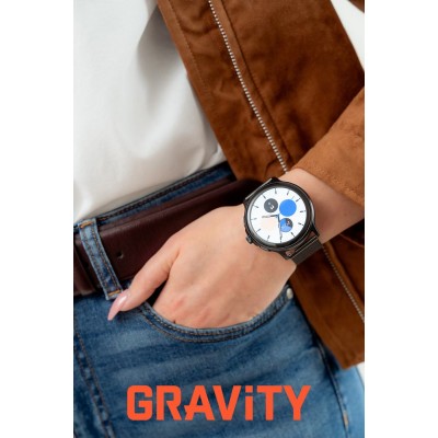 Smartwatch Damski Gravity GT12-1 na bransolecie mesh w kolorze Czarny/Czarny o szerokości 22mm