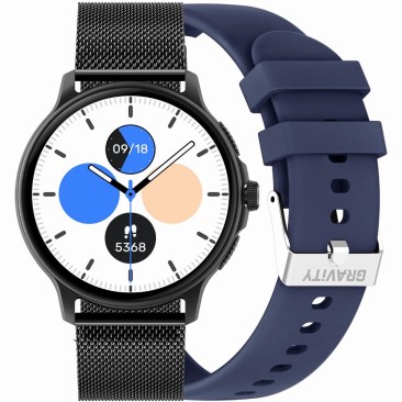 Smartwatch Damski Gravity GT12-2 na bransolecie mesh w kolorze Czarny/Czarny o szerokości 22mm