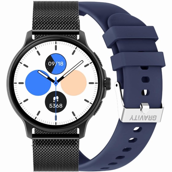 Smartwatch Damski Gravity GT12-2 na bransolecie mesh w kolorze Czarny/Czarny o szerokości 22mm Smartwatch Damski Gravity GT12-2 na bransolecie mesh w kolorze Czarny/Czarny o szerokości 22mm