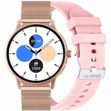 Smartwatch Damski Gravity GT12-3 na bransolecie mesh w kolorze Różowe Złoto/Różowe Złoto o szerokości 22mm