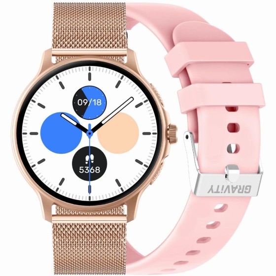 Smartwatch Damski Gravity GT12-3 na bransolecie mesh w kolorze Różowe Złoto/Różowe Złoto o szerokości 22mm Smartwatch Damski Gravity GT12-3 na bransolecie mesh w kolorze Różowe Złoto/Różowe Złoto o szerokości 22mm