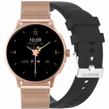 Smartwatch Damski Gravity GT12-4 na bransolecie mesh w kolorze Różowe Złoto/Różowe Złoto o szerokości 22mm