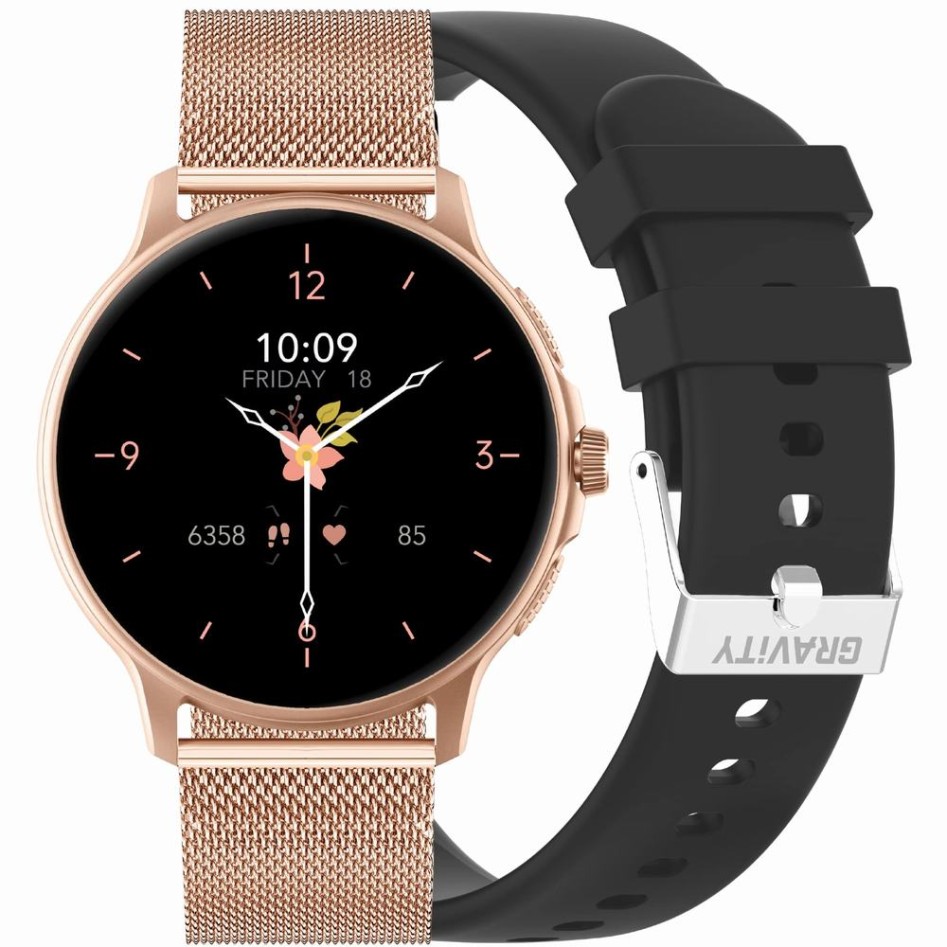 Smartwatch Damski Gravity GT12-4 na bransolecie mesh w kolorze Różowe Złoto/Różowe Złoto o szerokości 22mm