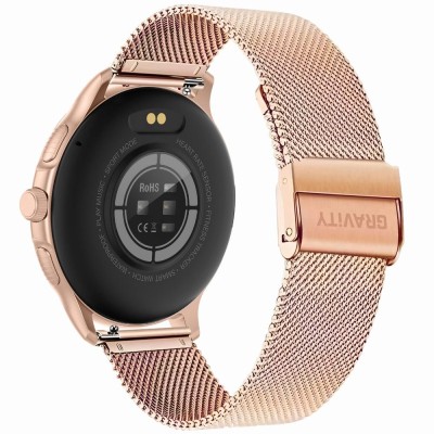 Smartwatch Damski Gravity GT12-4 na bransolecie mesh w kolorze Różowe Złoto/Różowe Złoto o szerokości 22mm