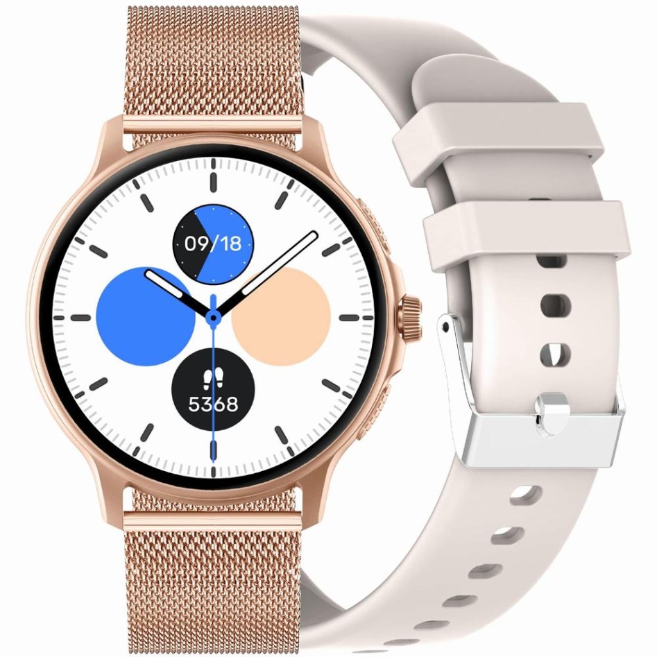 Smartwatch Damski Gravity GT12-5 na bransolecie mesh w kolorze Różowe Złoto/Różowe Złoto o szerokości 22mm