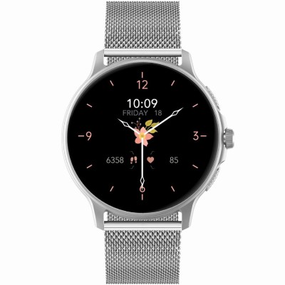 Smartwatch Damski Gravity GT12-6 na bransolecie mesh w kolorze Srebrny/Srebrny o szerokości 22mm