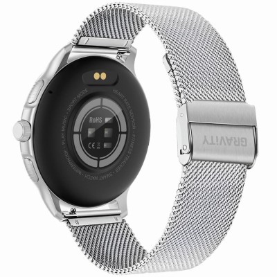 Smartwatch Damski Gravity GT12-6 na bransolecie mesh w kolorze Srebrny/Srebrny o szerokości 22mm