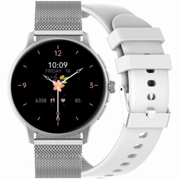 Smartwatch Damski Gravity GT12-8 na bransolecie mesh w kolorze Srebrny/Srebrny o szerokości 22mm