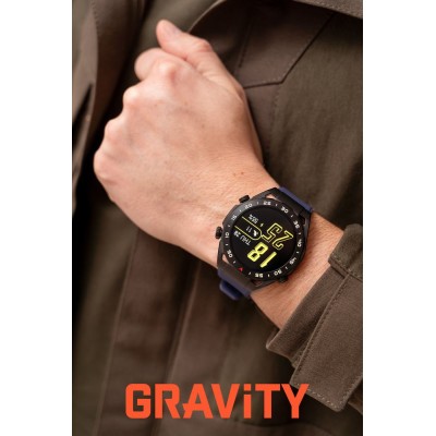 Smartwatch Męski Gravity GT13-5 na bransolecie stalowej w kolorze Czarny/Czarny o szerokości 26mm