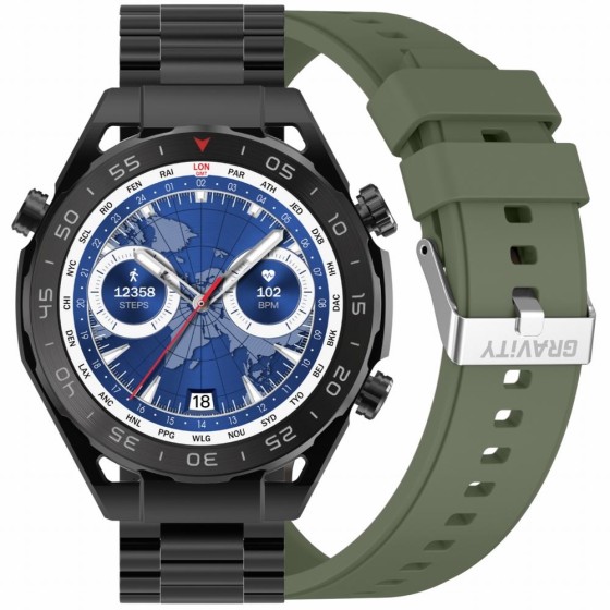 Smartwatch Męski Gravity GT13-7 na bransolecie stalowej w kolorze Czarny/Czarny o szerokości 26mm Smartwatch Męski Gravity GT13-7 na bransolecie stalowej w kolorze Czarny/Czarny o szerokości 26mm