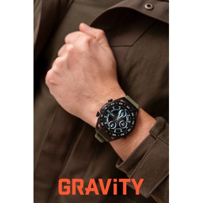Smartwatch Męski Gravity GT13-7 na bransolecie stalowej w kolorze Czarny/Czarny o szerokości 26mm