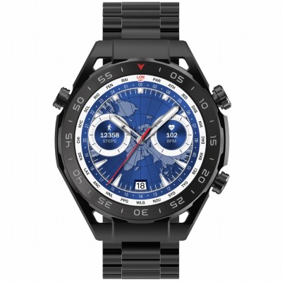 Smartwatch Męski Gravity GT13-7 na bransolecie stalowej w kolorze Czarny/Czarny o szerokości 26mm