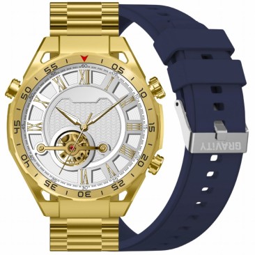 Smartwatch Męski Gravity GT13-8 na bransolecie stalowej w kolorze Złoty/Złoty o szerokości 26mm