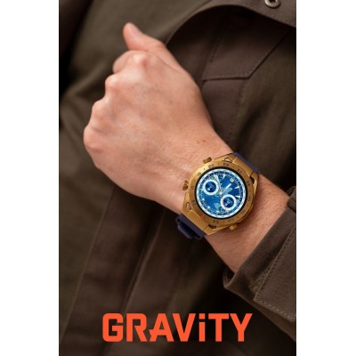 Smartwatch Męski Gravity GT13-8 na bransolecie stalowej w kolorze Złoty/Złoty o szerokości 26mm