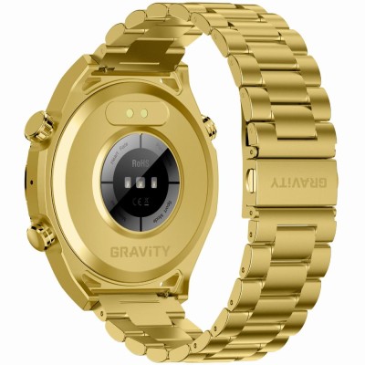 Smartwatch Męski Gravity GT13-8 na bransolecie stalowej w kolorze Złoty/Złoty o szerokości 26mm