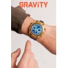 Smartwatch Męski Gravity GT13-8 na bransolecie stalowej w kolorze Złoty/Złoty o szerokości 26mm