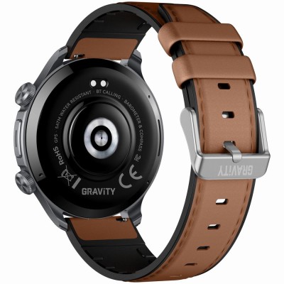 Smartwatch Męski Gravity GT35-1 na pasku gumowym w kolorze Grafitowy/Czarny o szerokości 22mm