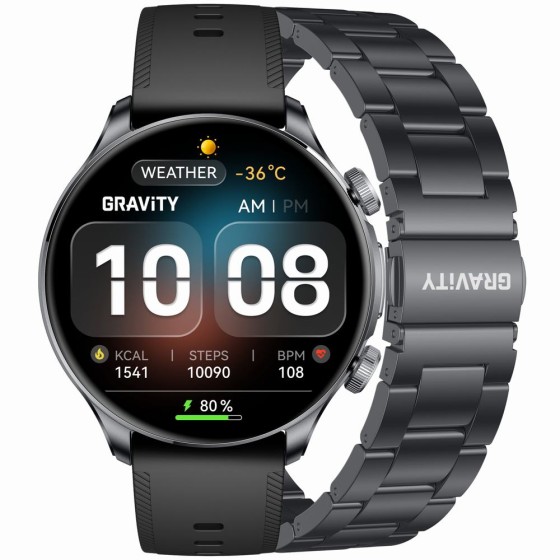 Smartwatch Męski Gravity GT35-2 na pasku gumowym w kolorze Grafitowy/Czarny o szerokości 22mm