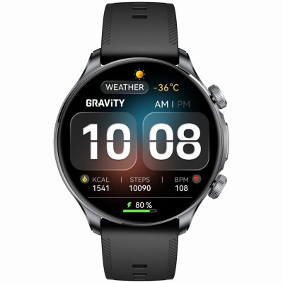 Smartwatch Męski Gravity GT35-2 na pasku gumowym w kolorze Grafitowy/Czarny o szerokości 22mm