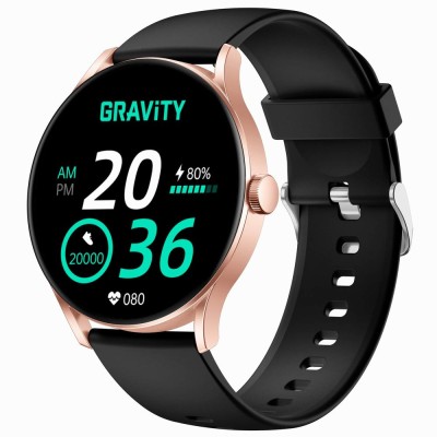 Smartwatch Damski Gravity GT2-2 PRO na pasku gumowym w kolorze Różowe Złoto/Czarny o szerokości 22mm